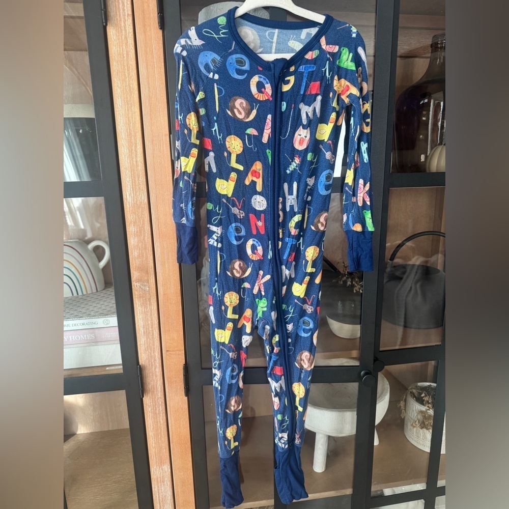 Little Sleepies Alphabet Friends zippy footies unisex print animals baby bamboo